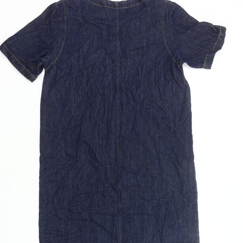Very Women’s Blue Denim Knee Length Zip Shirt Dress Size 10