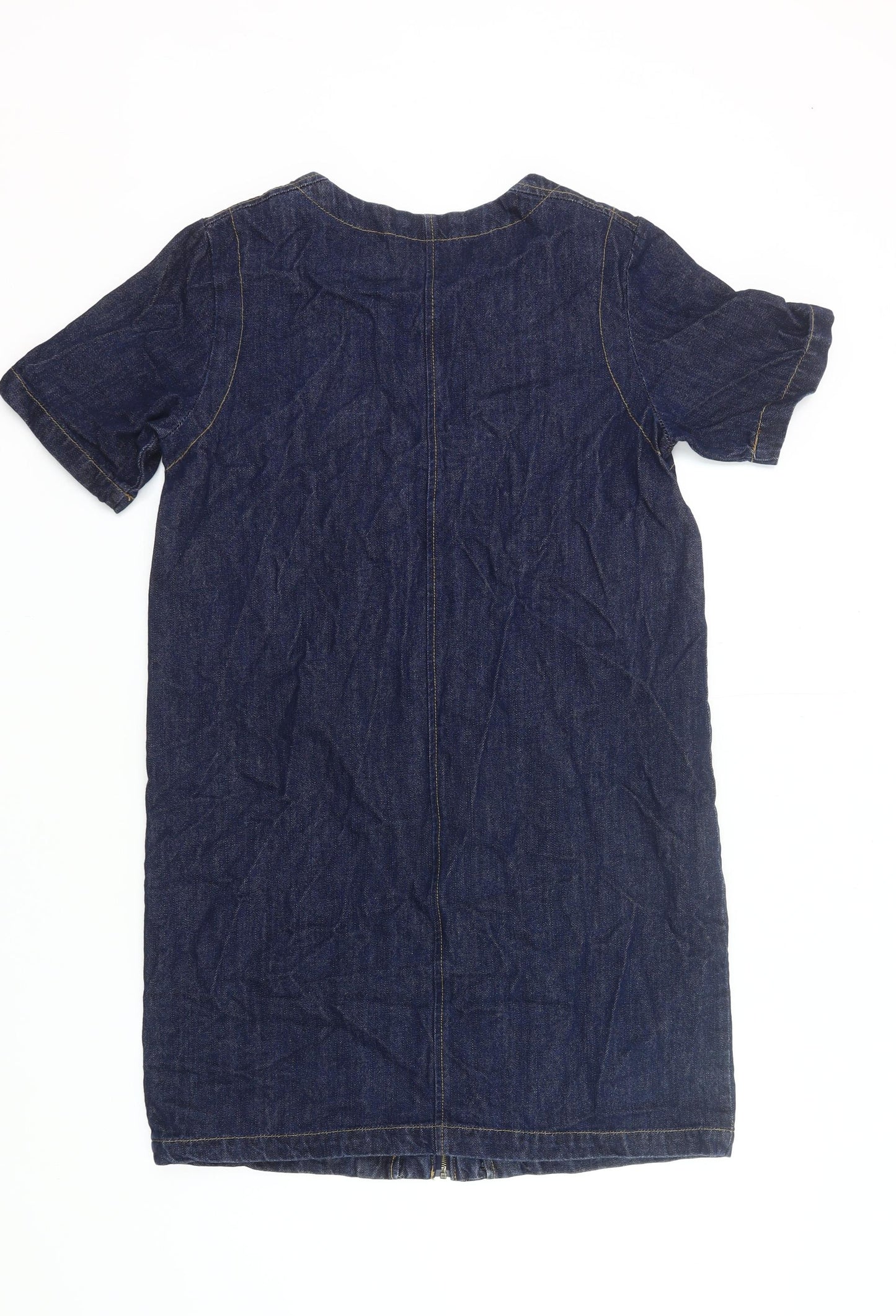 Very Women’s Blue Denim Knee Length Zip Shirt Dress Size 10
