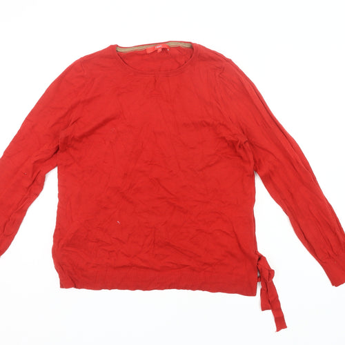 Next Women’s Red Jumper Size 12 Pullover Round Neck Knit Bow Detail