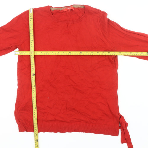 Next Women’s Red Jumper Size 12 Pullover Round Neck Knit Bow Detail
