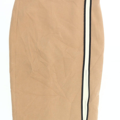 Zara Woman Beige Pencil Skirt Women M Knee Length Cotton Stretch