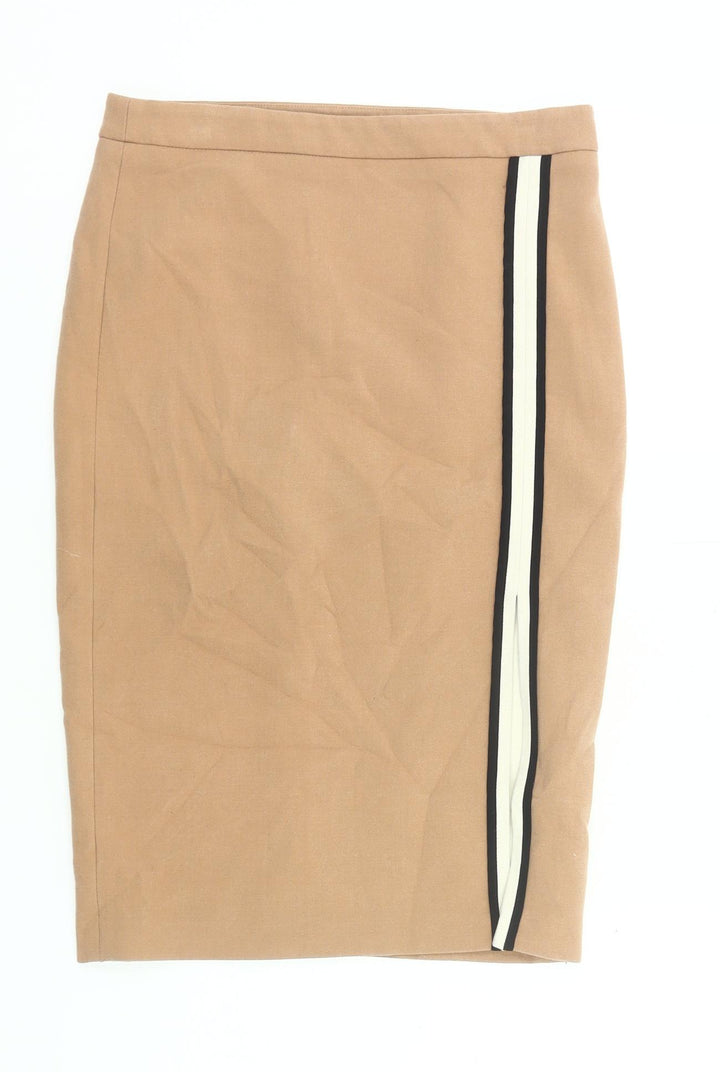 Zara Woman Beige Pencil Skirt Women M Knee Length Cotton Stretch