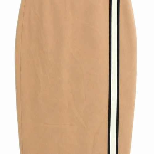 Zara Woman Beige Pencil Skirt Women M Knee Length Cotton Stretch
