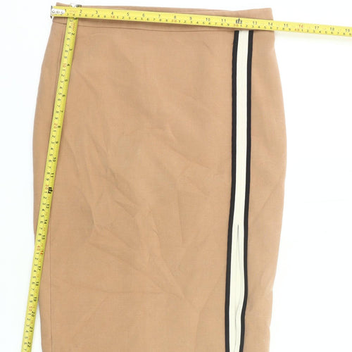 Zara Woman Beige Pencil Skirt Women M Knee Length Cotton Stretch