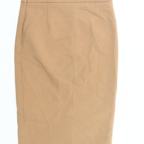 Zara Woman Beige Pencil Skirt Women M Knee Length Cotton Stretch
