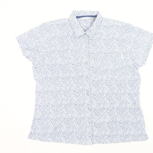 Regatta Women’s Blue Floral Button-Up Shirt Size 20 Short Sleeve