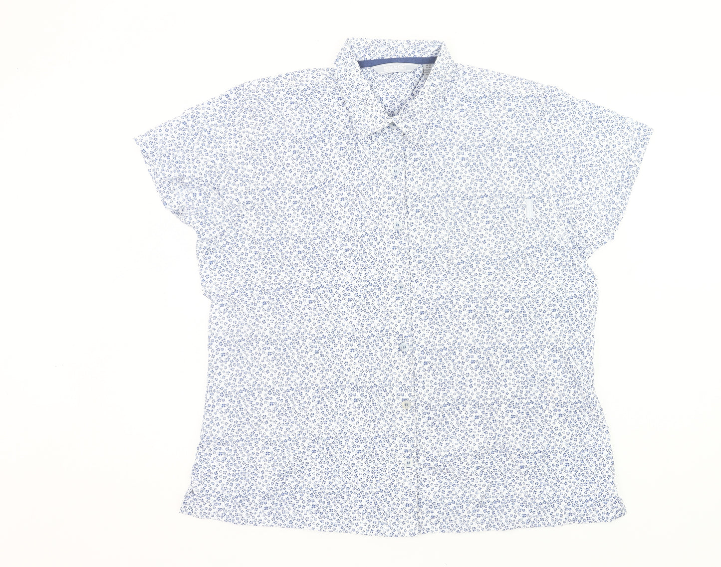 Regatta Women’s Blue Floral Button-Up Shirt Size 20 Short Sleeve