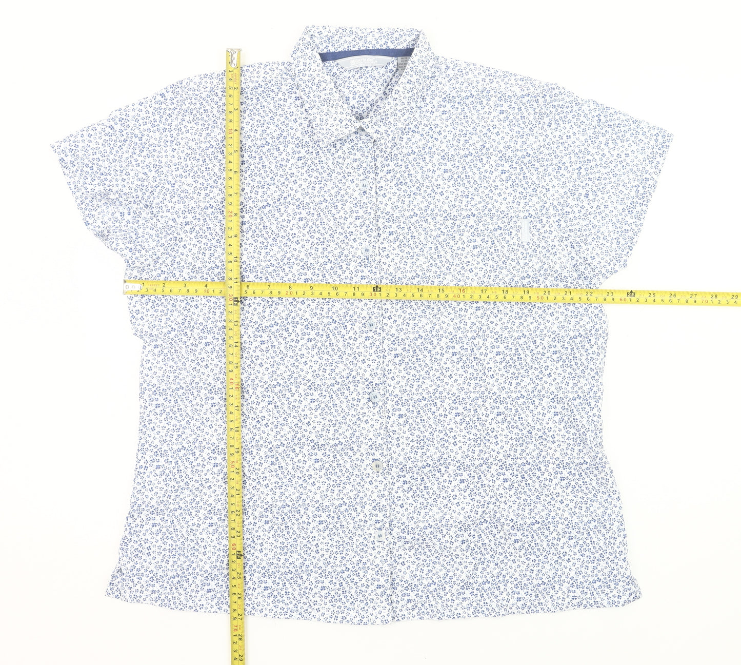 Regatta Women’s Blue Floral Button-Up Shirt Size 20 Short Sleeve