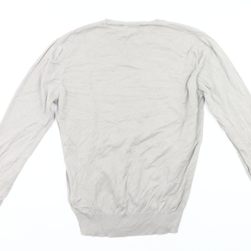 Diesel Men Grey Cotton Pullover Jumper Small Crew Neck Long Sleeve