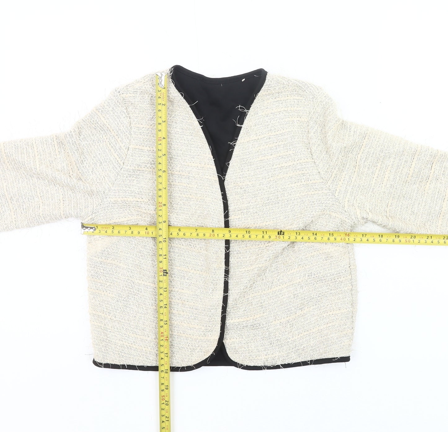 Atmosphere Women Ivory Tweed Blazer Jacket Size 12 Lined