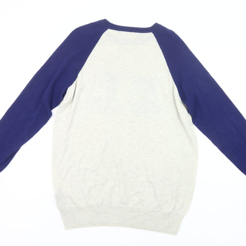 Karl Lagerfeld Mens Ivory Blue Pullover Jumper M Logo Knit