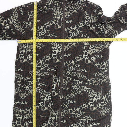 Papaya Womens Brown Animal Print Rain Coat Jacket Size M