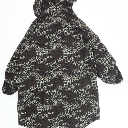 Papaya Womens Brown Animal Print Rain Coat Jacket Size M
