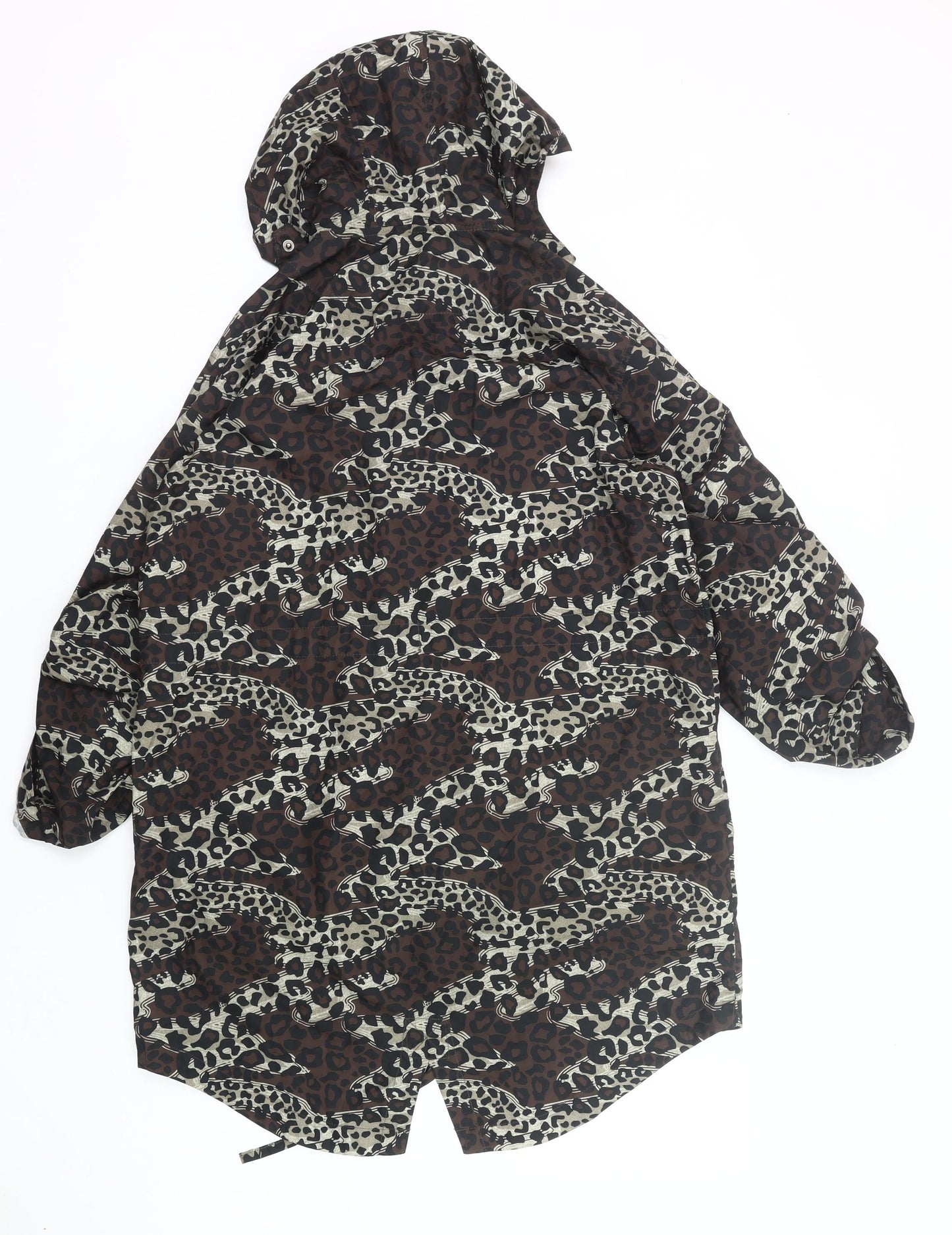 Papaya Womens Brown Animal Print Rain Coat Jacket Size M