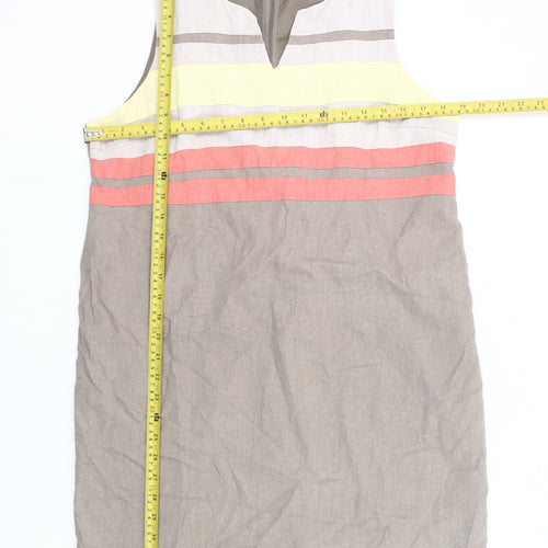 Preview Womens Beige Multicolour Striped Sheath Dress Size 14