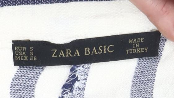 Zara Basic Women’s Blue Ivory Striped Paperbag Shorts Size S