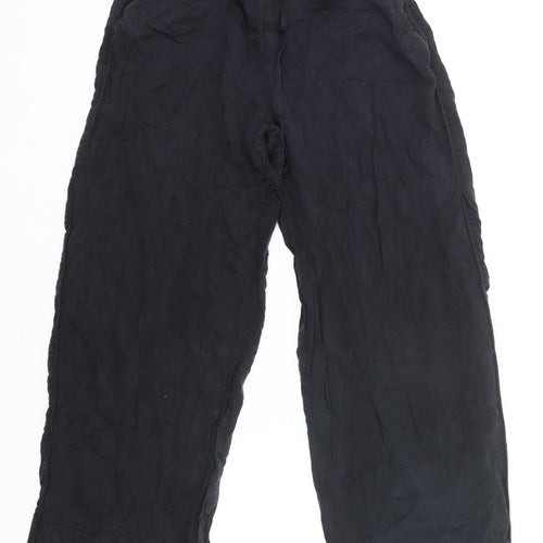 H&M Women Black S Wide-Leg Trousers Lyocell Elastic Waist