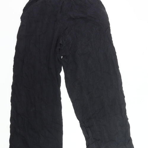 H&M Women Black S Wide-Leg Trousers Lyocell Elastic Waist