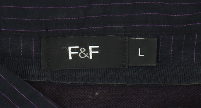 F&F Mens Black Cotton V-Neck Pullover Jumper Size L