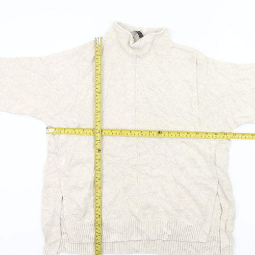 Oui Women's Beige Mock Neck Pullover Jumper Size 8 Cotton Blend Knit