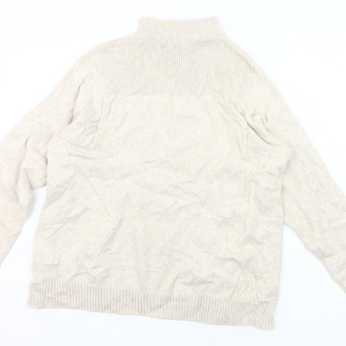 Oui Women's Beige Mock Neck Pullover Jumper Size 8 Cotton Blend Knit