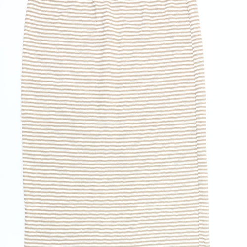 Primark Women Beige Striped Pencil Skirt Size M Knee Length