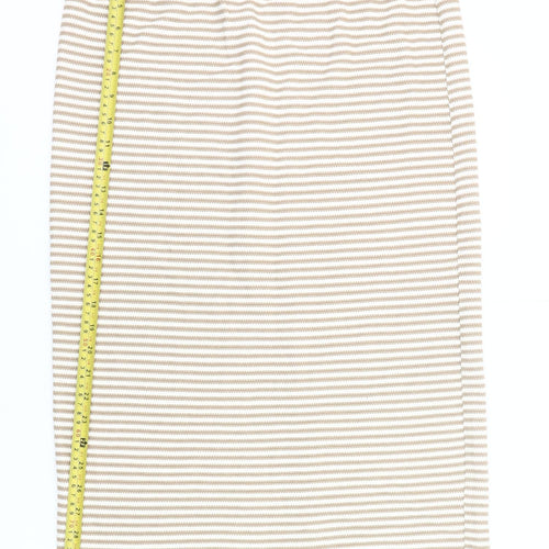 Primark Women Beige Striped Pencil Skirt Size M Knee Length