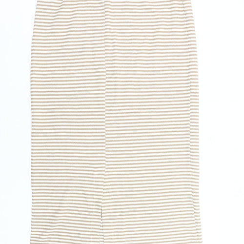 Primark Women Beige Striped Pencil Skirt Size M Knee Length