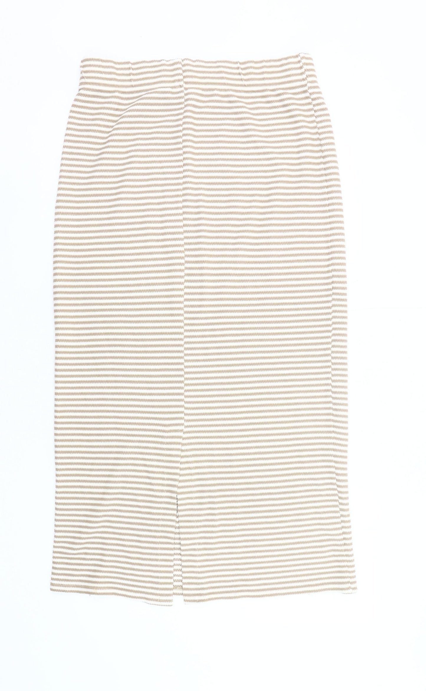 Primark Women Beige Striped Pencil Skirt Size M Knee Length