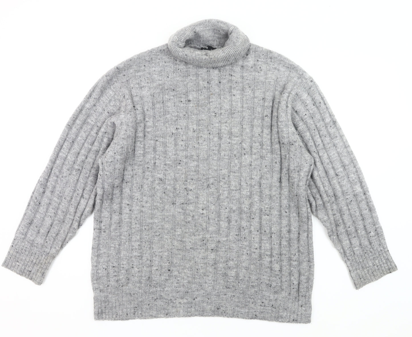 MNG Womens Grey Roll Neck Jumper Size 8 Wool Blend Pullover