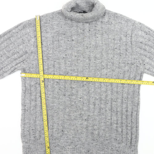 MNG Womens Grey Roll Neck Jumper Size 8 Wool Blend Pullover