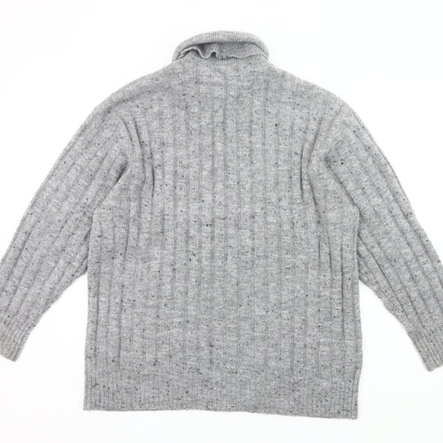 MNG Womens Grey Roll Neck Jumper Size 8 Wool Blend Pullover