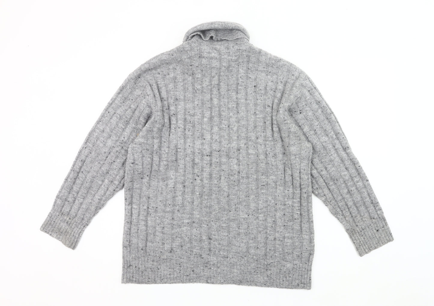 MNG Womens Grey Roll Neck Jumper Size 8 Wool Blend Pullover