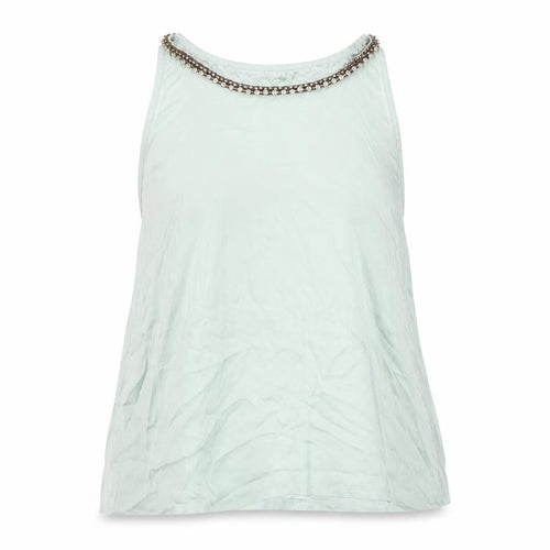 Topshop Womens Green Beaded Tank Top UK 14 Sleeveless Polyester