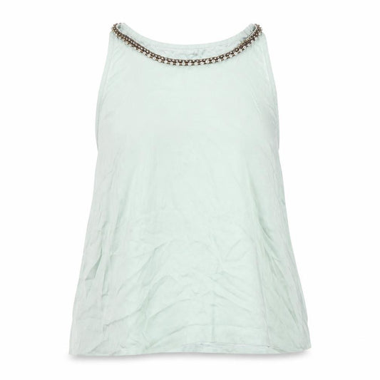 Front view of Topshop women’s green beaded tank top uk 14 sleeveless polyester