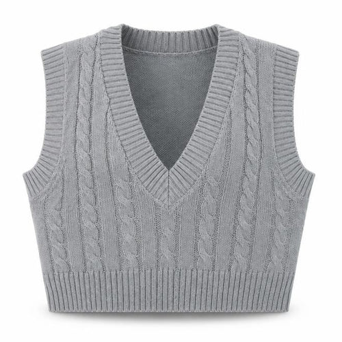 Missguided Women’s Grey Cable Knit Sleeveless Vest Jumper Size M