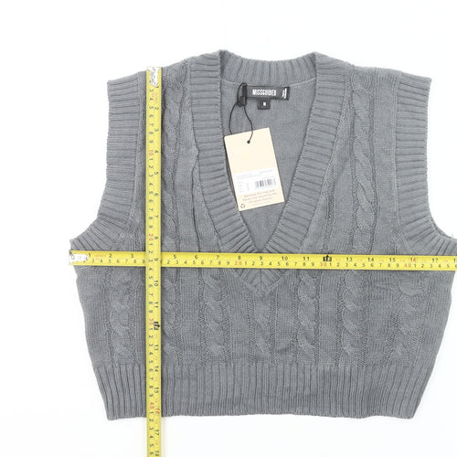 Missguided Women’s Grey Cable Knit Sleeveless Vest Jumper Size M