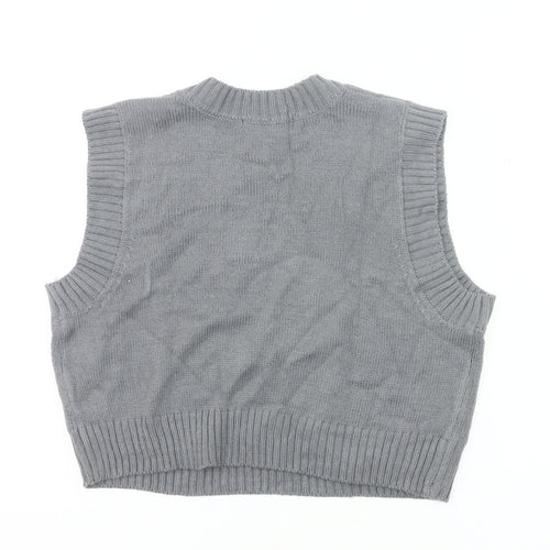 Missguided Women’s Grey Cable Knit Sleeveless Vest Jumper Size M