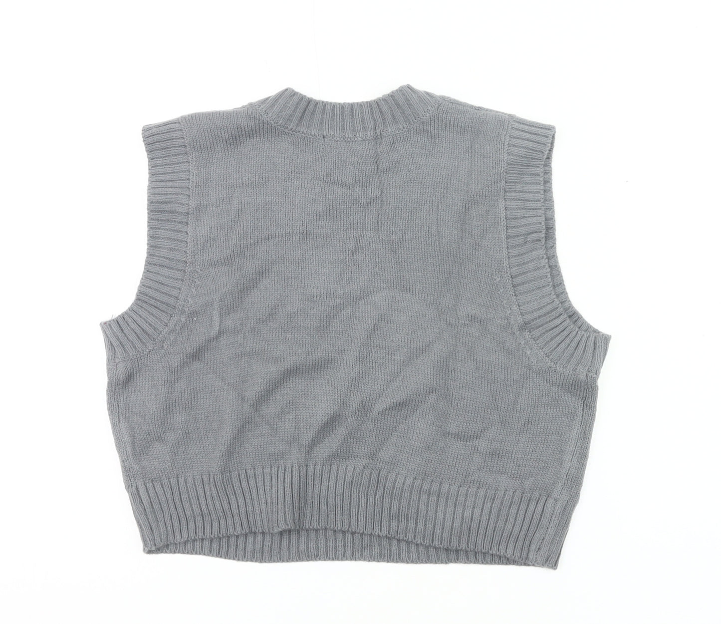Missguided Women’s Grey Cable Knit Sleeveless Vest Jumper Size M