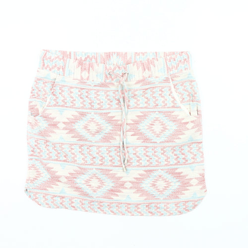 Next Womens Aztec Knit Skirt Pink Blue Beige Size 14 Casual