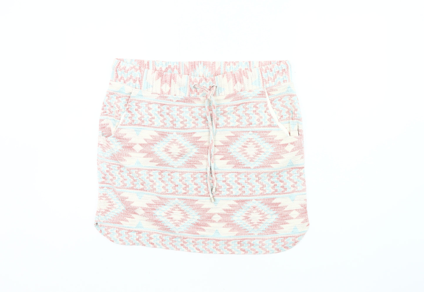 Next Womens Aztec Knit Skirt Pink Blue Beige Size 14 Casual