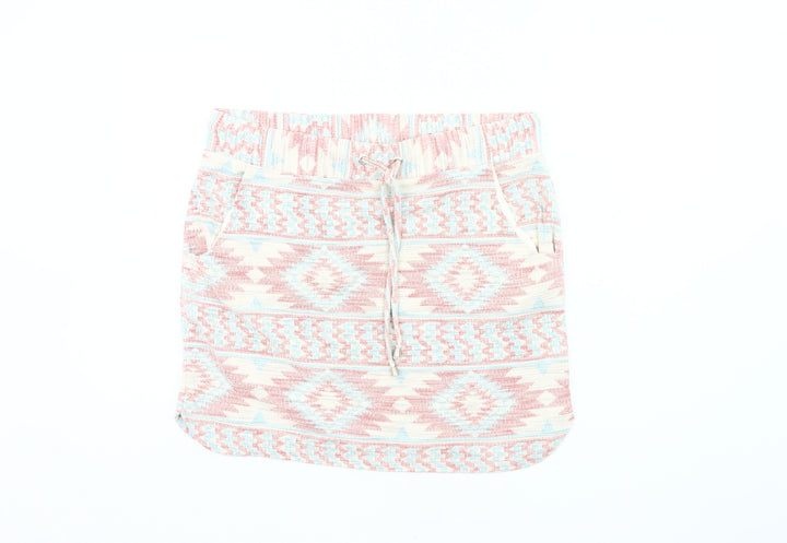 Next Womens Aztec Knit Skirt Pink Blue Beige Size 14 Casual