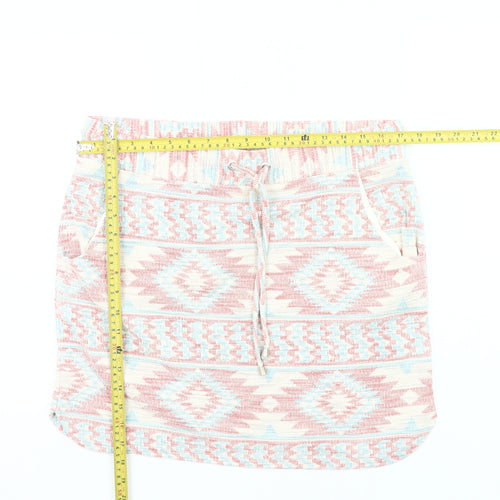 Next Womens Aztec Knit Skirt Pink Blue Beige Size 14 Casual