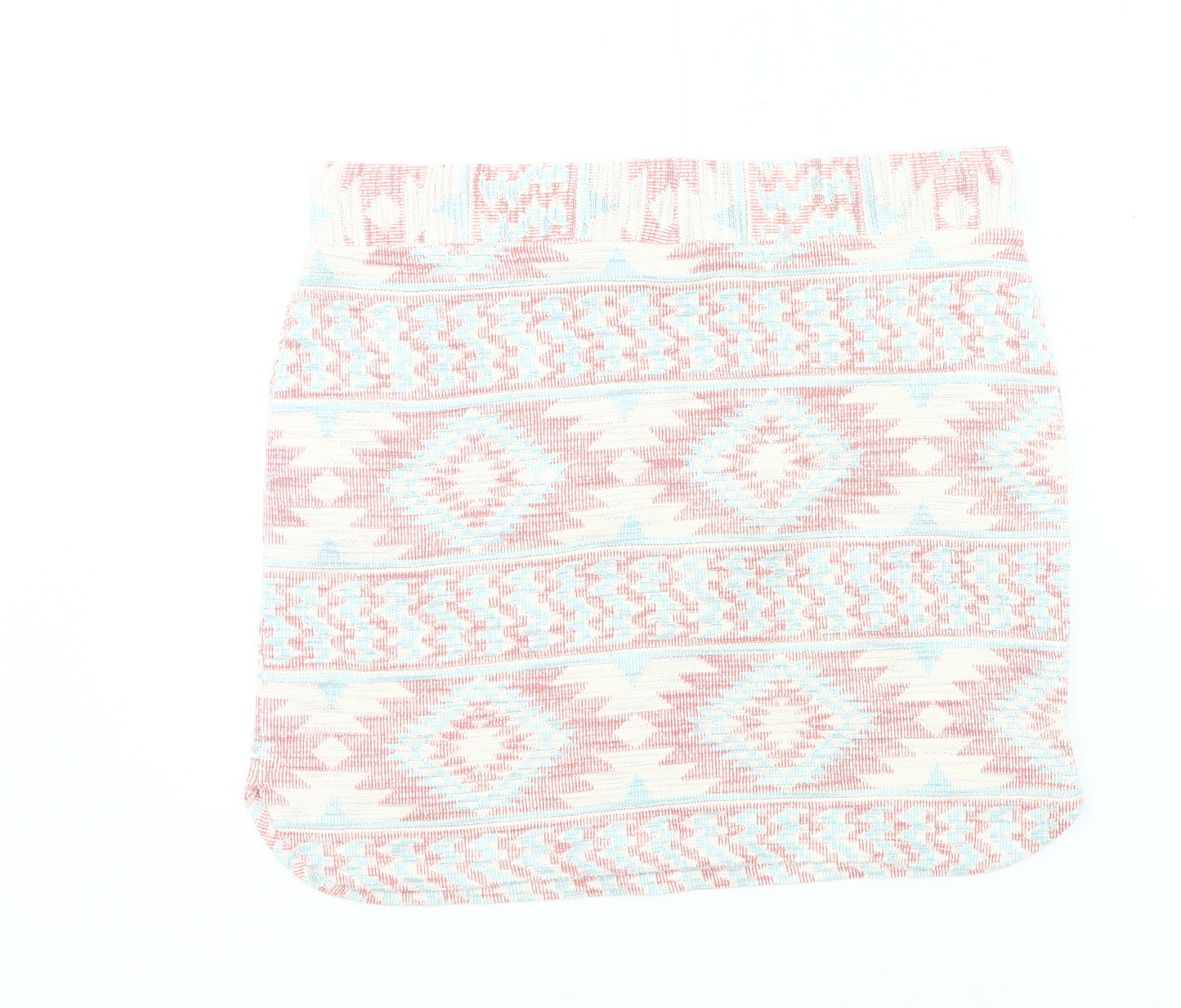 Next Womens Aztec Knit Skirt Pink Blue Beige Size 14 Casual