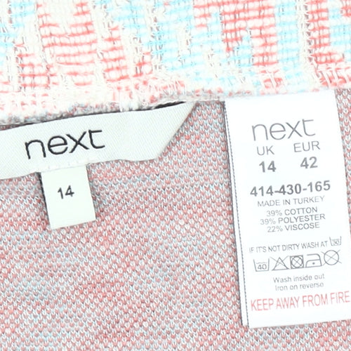 Next Womens Aztec Knit Skirt Pink Blue Beige Size 14 Casual