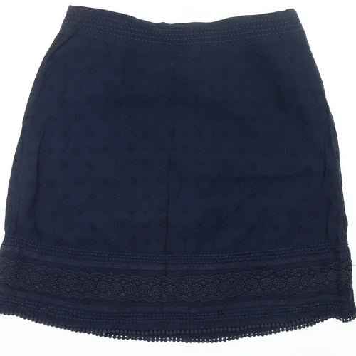 Fat Face Women’s Blue Cotton Lace Skirt Size 18 Knee Length