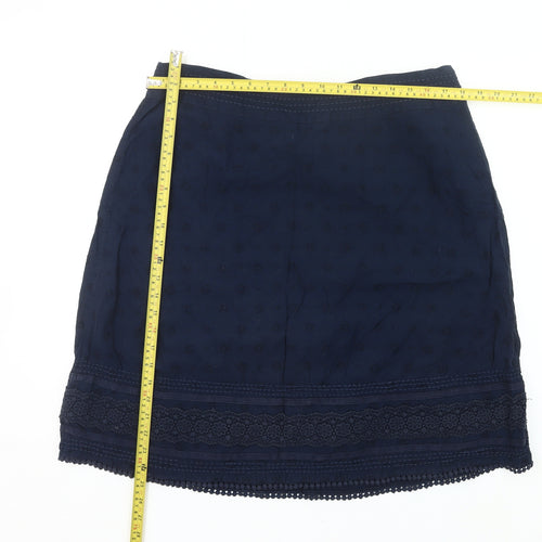 Fat Face Women’s Blue Cotton Lace Skirt Size 18 Knee Length