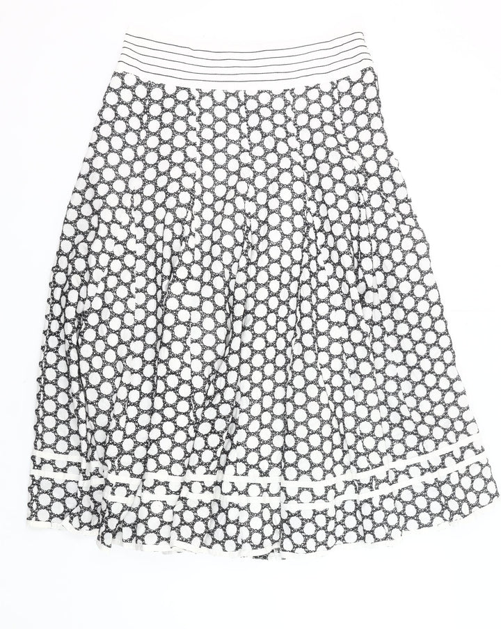 Debenhams Women's Black White A-Line Geometric Lace Skirt Size 12