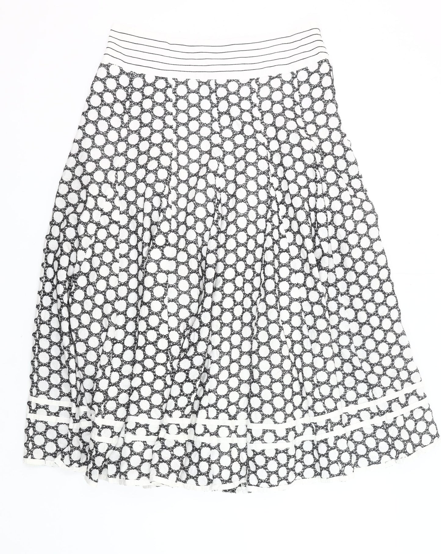 Debenhams Women's Black White A-Line Geometric Lace Skirt Size 12