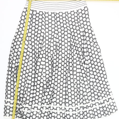 Debenhams Women's Black White A-Line Geometric Lace Skirt Size 12